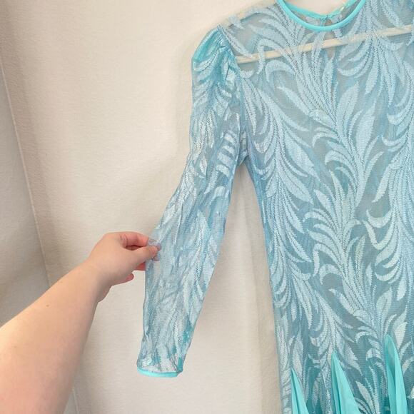 Vintage Robin's Egg Blue Evening Dress Overlay Sheer Mesh Flowy Ethereal Size 6 - Picture 4 of 8